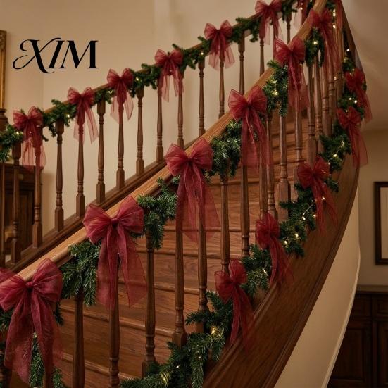 Romantic Bows for Easter Decorations Tulle Bow Christmas Tree Decoration, Pre-tied Gauze Mesh Versatile Fabric Festive Occasions Xmas Tree,