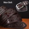 Y2k Embossed Women's Faux Leather Belt PU Ethnic Style Embossed Leather Belt Pin Buckle Hip-Hop Jeans Belt