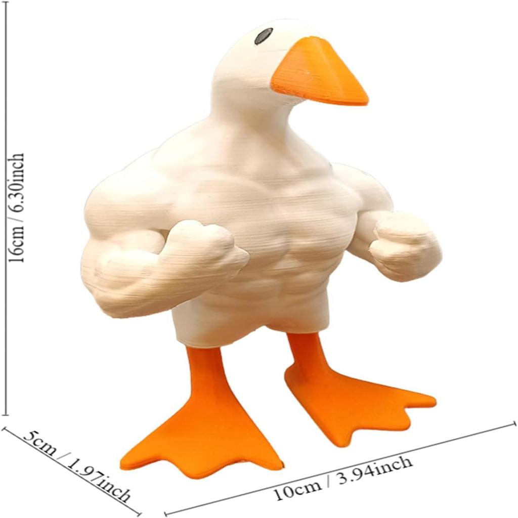 Fun Muscular Duck Statue Ornament Buff Duck Figurine Magnetic Goose Duck Keychain Tool Holder Desktop Organizer Funny Prank Gift