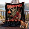 Warm Flannel Blanket Krampus Pattern, Lightweight Comfortable Throw Blanket for Bed Sofa Use