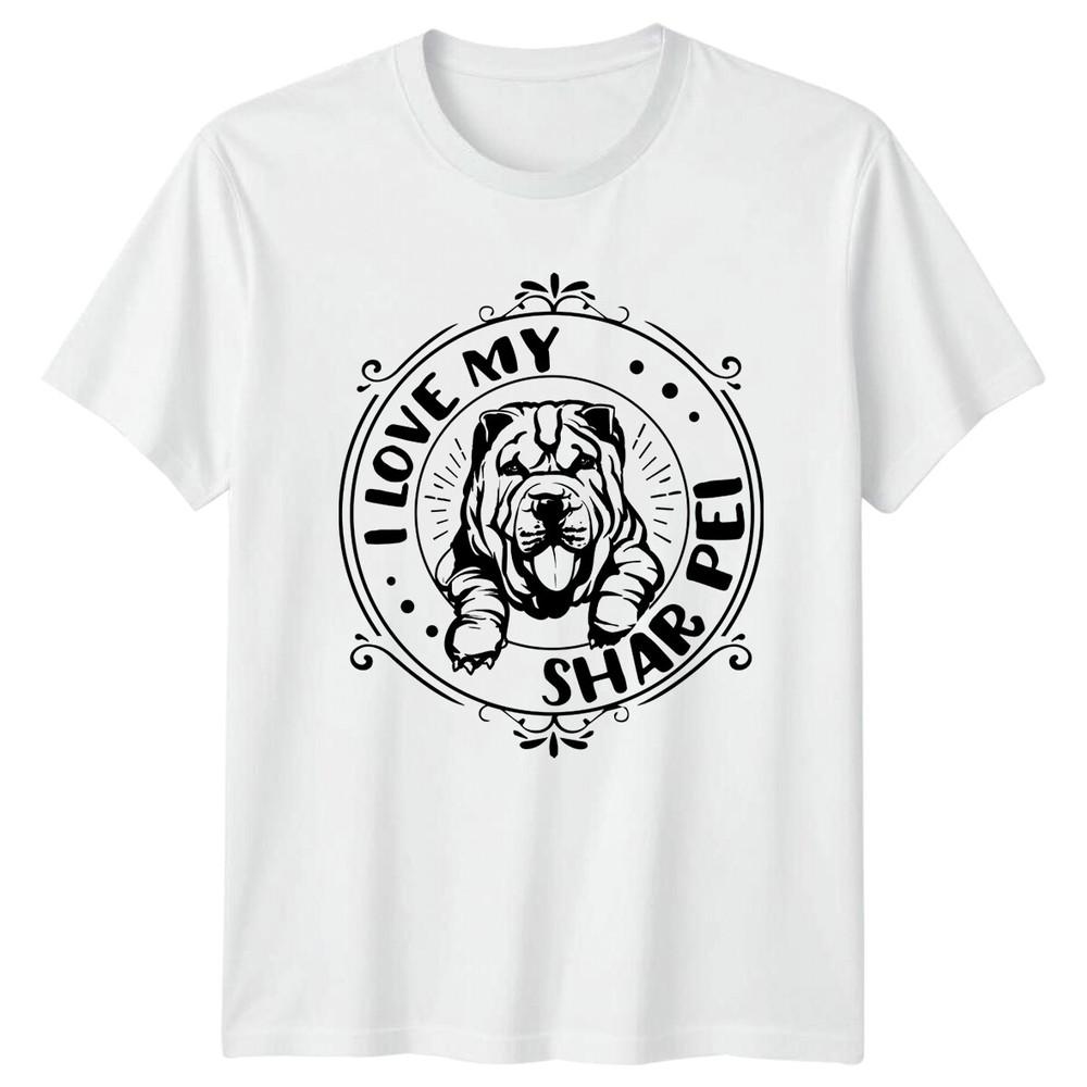 I Love My Shar Pei Dog TShirt Pet Breed Graphic Tee For Dog Lovers S