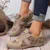 Plus Size Spring New Retro Style Color-Block Flat Shallow Lace-Up Casual Shoes Women's Sneakers