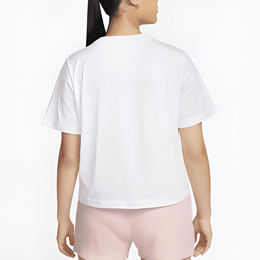 Nike Sportswear Boxy Large Logo Print Crew Neck Short Sleeve T-Shirt Women Tops White DQ3269-100