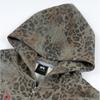 Vintage Leopard Print Hooded Zip-Up Sweatshirt With Red Thorn Studs Streetwear Unisex Oversized Casual Top