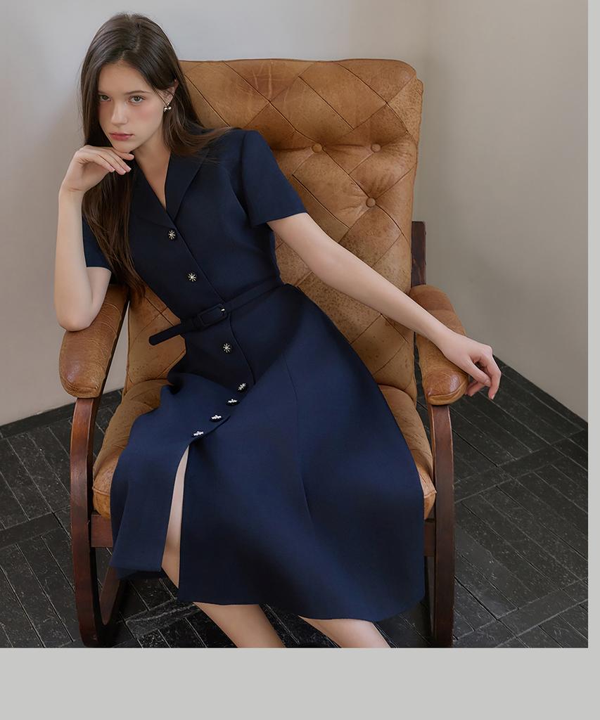 Julie And Kara 26Hs Love By You Jo Summer Tweed Dress Navy Wedding Guest Look Ceremony Look