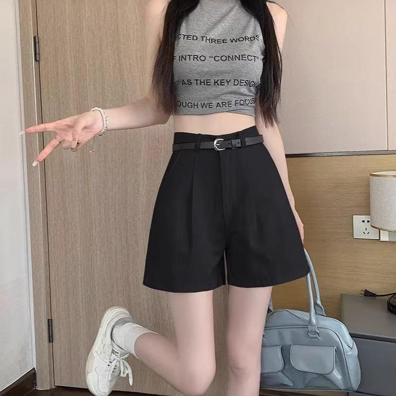 2025 Spring/Summer Women's High-Waisted A-Line Wide-Leg Shorts - Korean Style, Petite Slimming Fit