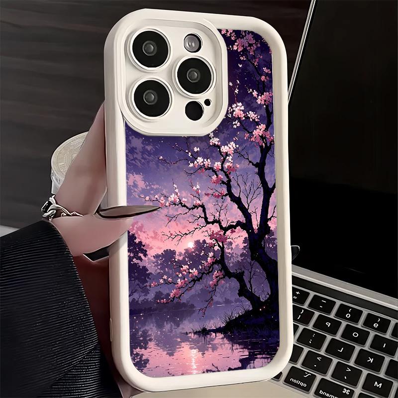 Handyhülle für iPhone 17 Air 16E 15 16 Pro Max Traumhafter Nacht-Kirschblütenbaum-Cover 14 Plus 13 12 Mini Weiche Schale Silikon Lustig