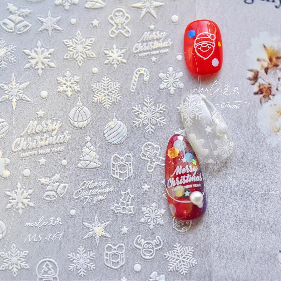 Cute Animals Bear Dog Cake Sweet Cherry Grid Bowknot Star Line Fruit Relief Self Adhesive Nail Art Stickers 5D Manicure Decals
