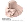Bucket Hat Bow Decor Sun Protection Large Ruffled Brim Beach Hat Breathable Hollow Woven Top Foldable Travel Hat