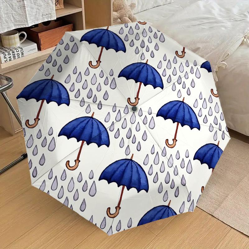 

1pc Umbrella Rain Pattern Automatic Folding Umbrella, Casual Outdoor Accessory, Birthday Festival Gift yy251126114