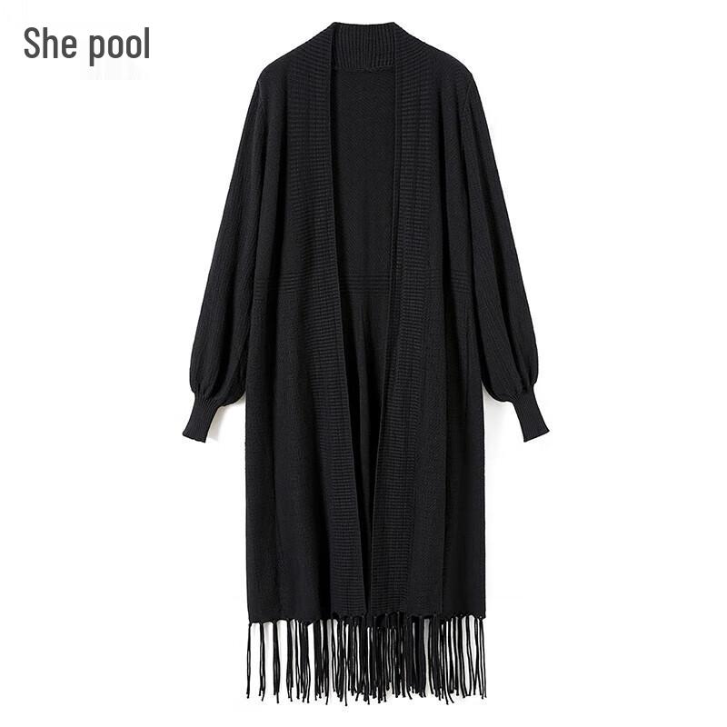 

Women s Relaxed Fit Tassel Mid-length Knitted Cardigan One Size