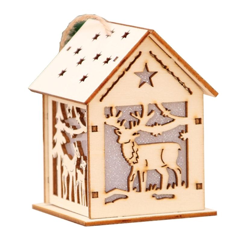3/5’’ Xmas Desk Decor House Santa/Snowman/Reindeer Tabletop Decor Lovely Christmas Ornament DIY Wooden Puzzle Art Crafts