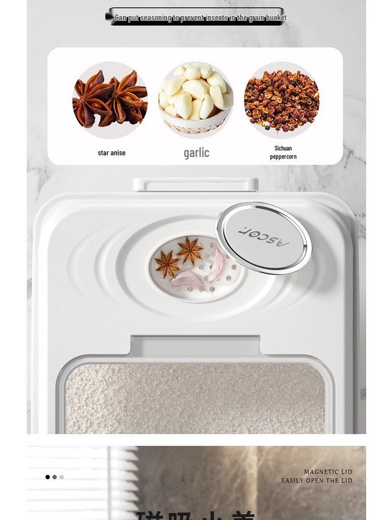 Large Rice and Flour Storage Bin: Sealed, Insect-Proof, Moisture-Proof, Food-Grade.