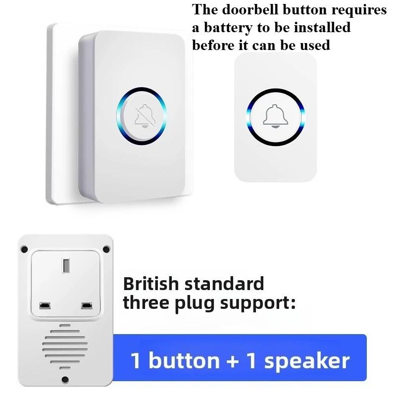 Upgraded Version One Drag One Music Remote Control Doorbell Adhesive Long-range High Sound Caller Smart Doorbell for Elderly Kid
