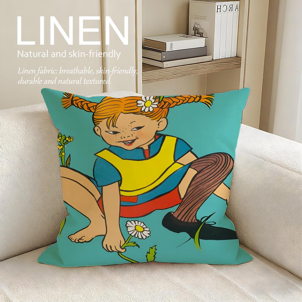 Classic Pippi Longstocking Cushion Cover Pillowcase Set Pcs x x Breathable Washable Sofa Cushion Cover