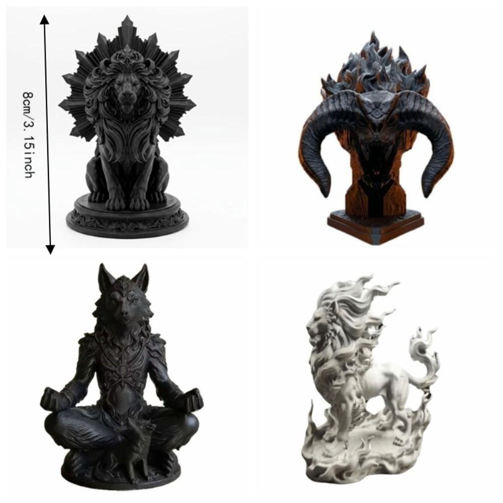Gothic Wolf Statue Sheep Desktop Ornaments Collectible Gift Animal Figurine Home