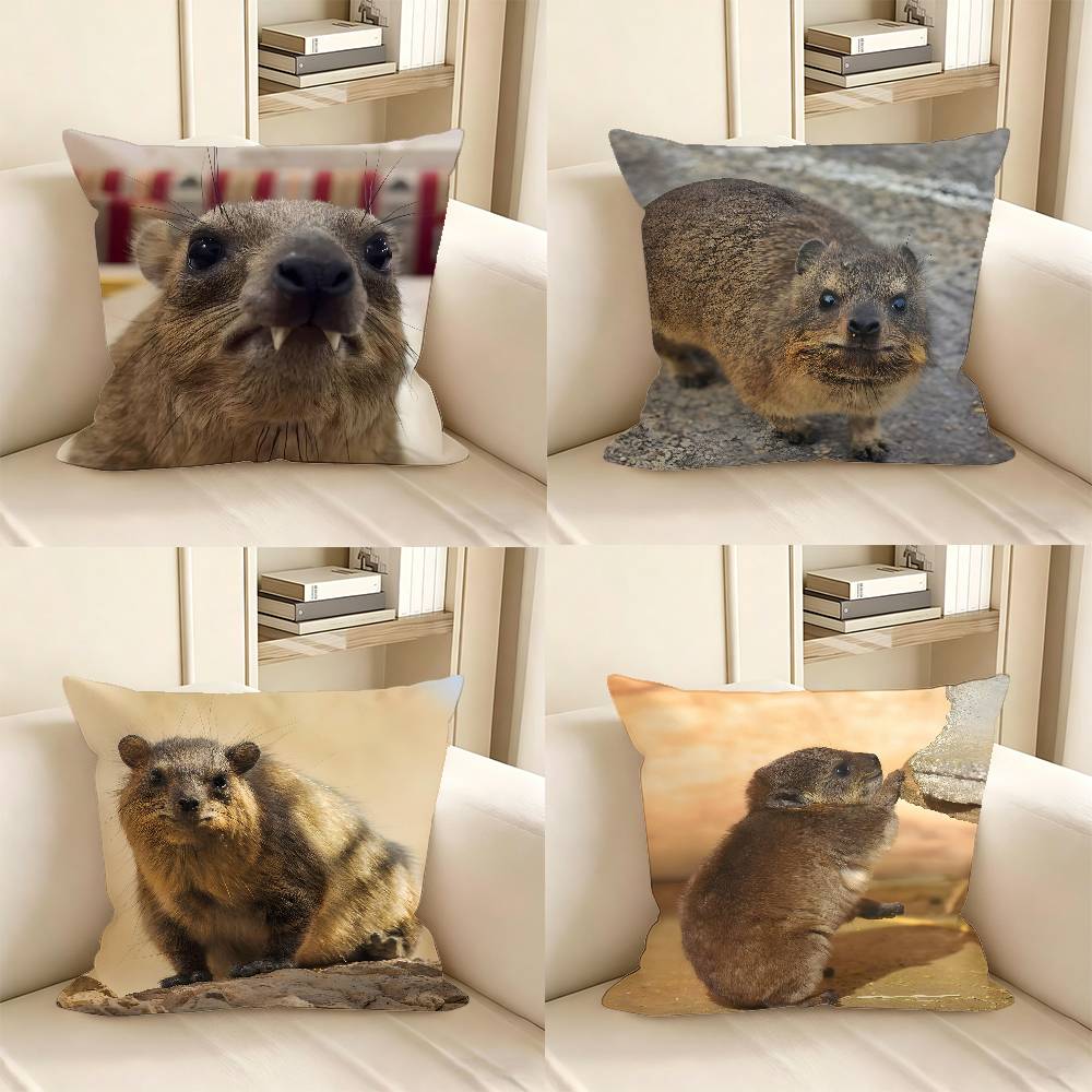 1pc Rock Hyrax Animal Pillow Case Fashion Square Pillowcase Bedroom Sofa Room Ins Decoration Leisure