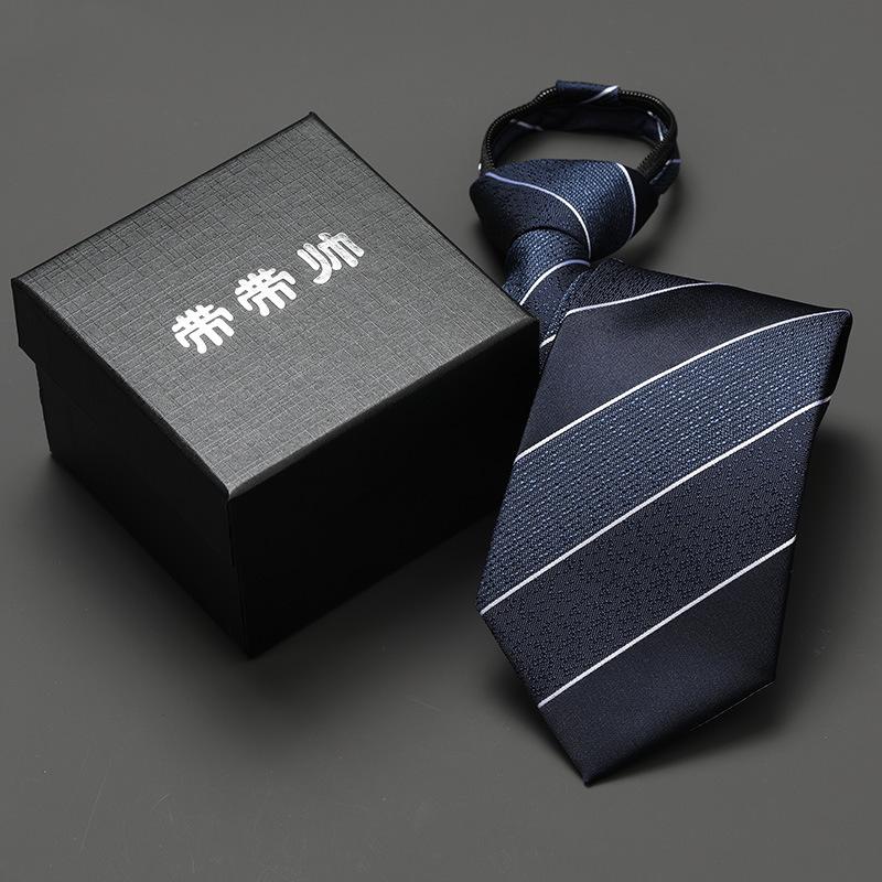 Groom'S Wedding Men'S And Women'S Business Ties, Formal Wear, Black Zipper-Style Korean Version, Narrow Lazy Man, No Stripes, Suit And Tie
