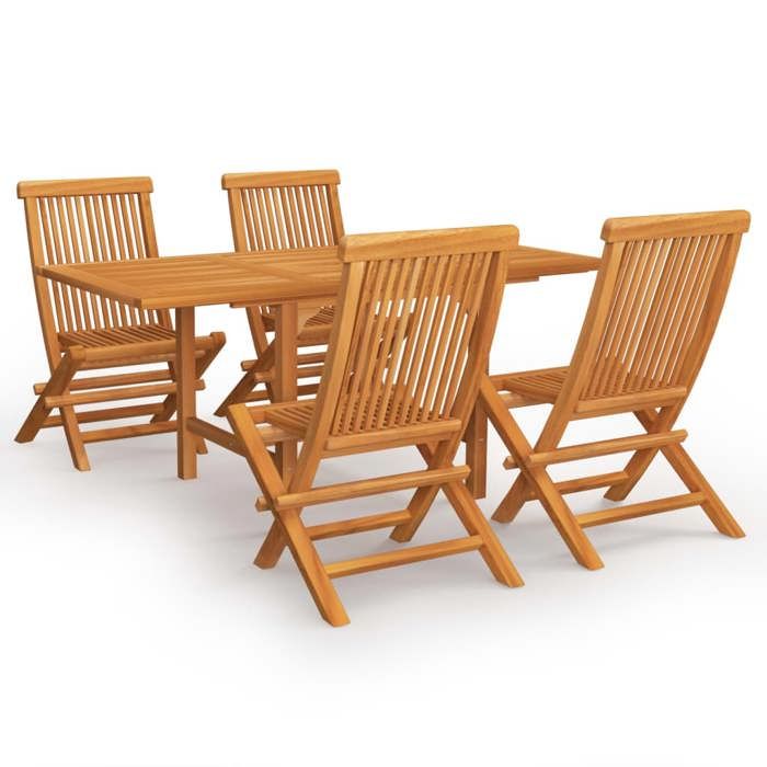 VidaXL Salon de Jardin 5 pcs Mobilier de Repas Ensemble de Salle à Manger Table et Chaises à Dîner Extérieur Patio Bois de 3059593