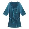Unisex Lightweight Long-Sleeve Tie-Up Bathrobe - Solid Color Plus Size for Men & Women.