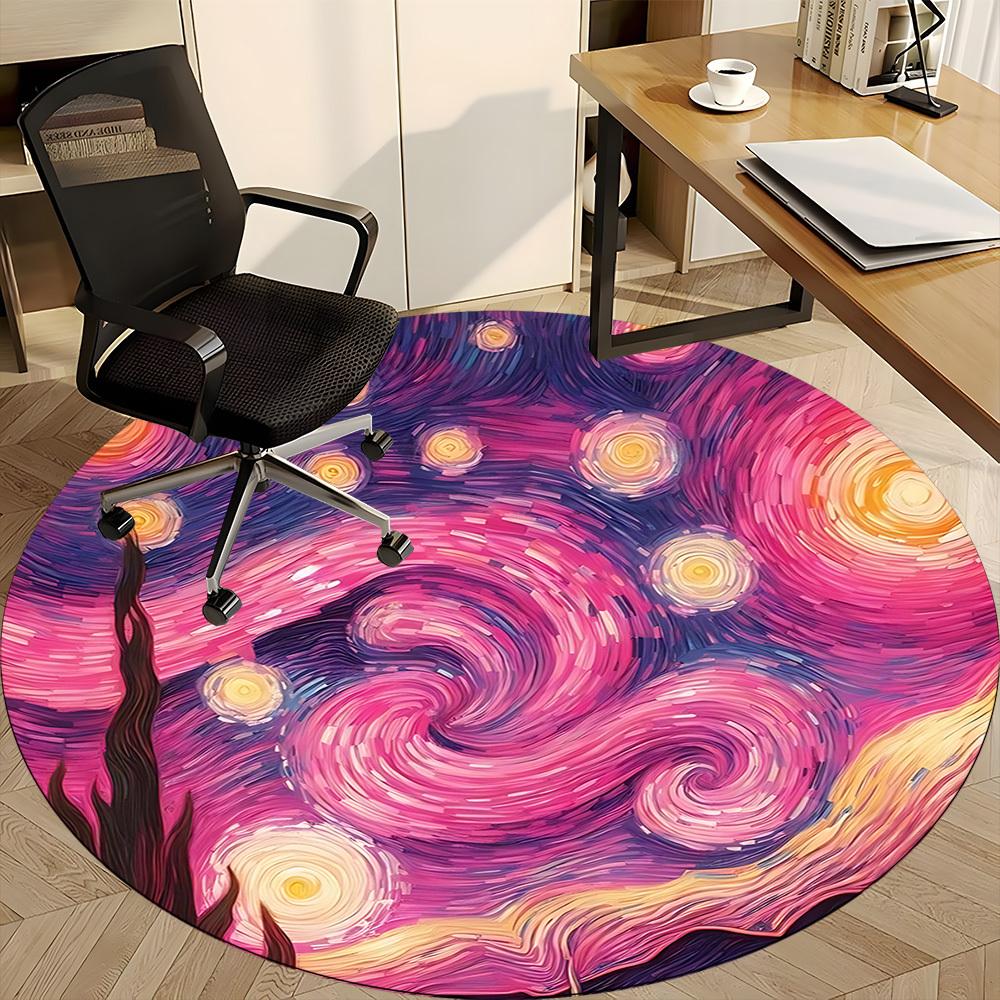 1PC Spiral Galaxy Office Round Area Rug, Indoor Mat Suitable ForOffice, Under Office Chairs Bedroom Living Room Home Decor, Room Deco f049