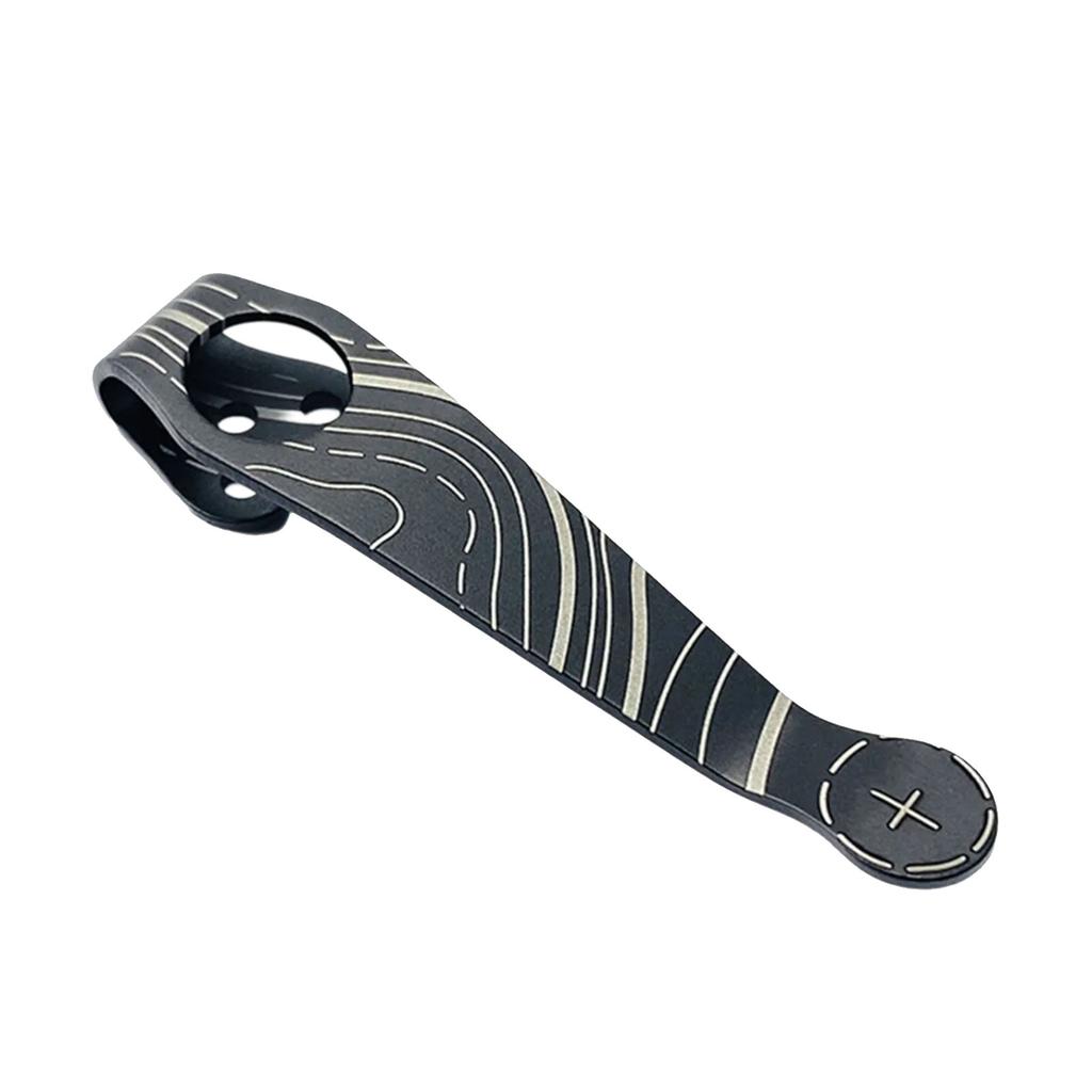 Contour Texture Titanium Folding Knife Back Clip DIY Pocket Clip for Spyderco C81 Paramilitary 2 Knife Back Clip