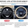 AUCELI Car Steering Wheel Cover, 14 1/2-15 Inch Non-Slip Soft Breathable Leather Automotive Steering Wheel Protecteor, Vehicle Accessories For Men