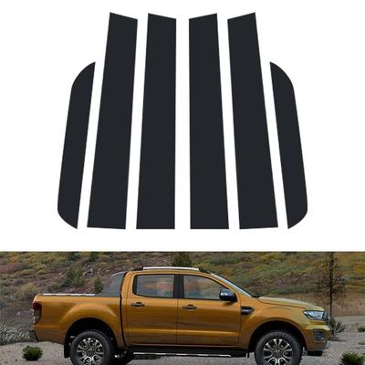6 Stück Passend für Ford Ranger 2015-2022 Glänzend Schwarz PC Material Spiegeleffekt Autotür Fenster Mitte BC Säule Pfosten Säulenabdeckung Zierleiste