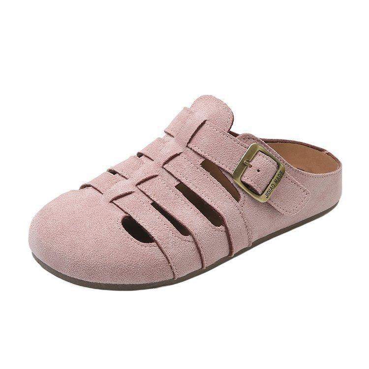 Retro Niche Hollow Bag Head Half Slippers Women's Outer Wear Lazy One Pedal Thick Sole Comfortable Ugly Cute Empty Boken Shoes
