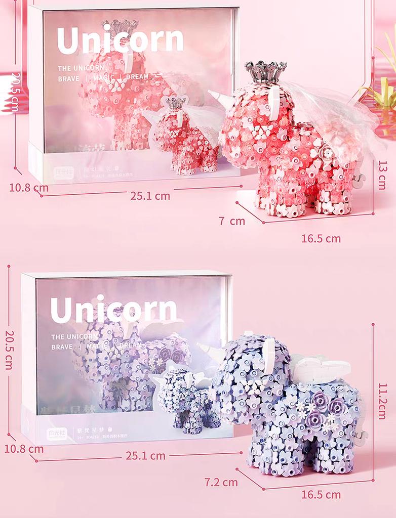 Moonlight Club Flower Unicorn DIY Small Building Blocks Assembly Toys Cute Desktop Accessories Children Birthday Gift
