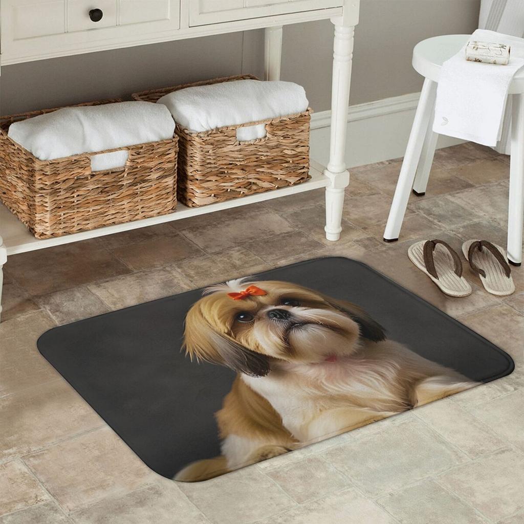 1Pcs Anti Fatigue Kitchen Rugs,   Cute Dog and Paw Print Waterproof Non-Slip Thick Cushioned Kitchen Mat Heavy Duty Comfort Standing Mat for Kitchen