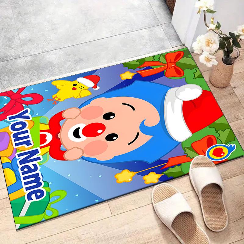 Custom Flim Flim Mat Personalized Name, Polyester Washable Indoor Entryway Rug, Gift for Christmas, Easter, Thanksgiving Day