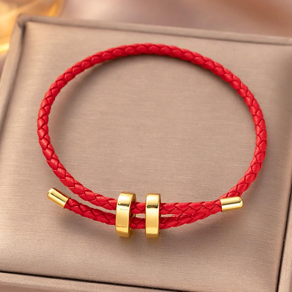 Trendiges Rotes Fadenarmband für Damen Herren Verstellbares Edelstahl Geflochtenes Seil Unisex Charm Schmuck