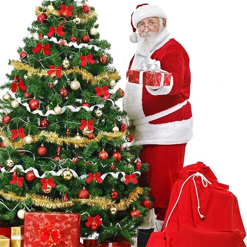 12/72 Stück Weihnachtsdekoration Schleife Rot Gold Weihnachtsbaum Schleife Anhänger Ornamente für Heimdeko Navidad Neujahrs Party Geschenke