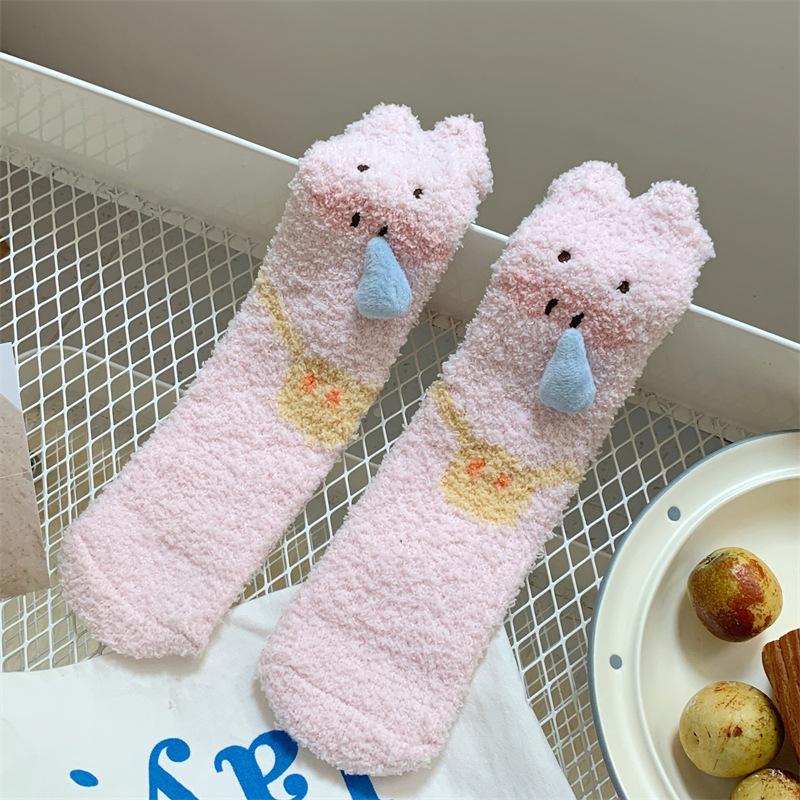 

Season Thickened Coral Fleece Cartoon Tube Socks Children Lazy Home Floor Socks Slug Cute Sleep Socks One size fits all