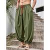 Pantalones Anchos de Algodón y Lino para Hombre Casual Holgados Color Sólido Transpirables Ligeros Cintura Elástica Pantalones Largos Baggy Masculinos