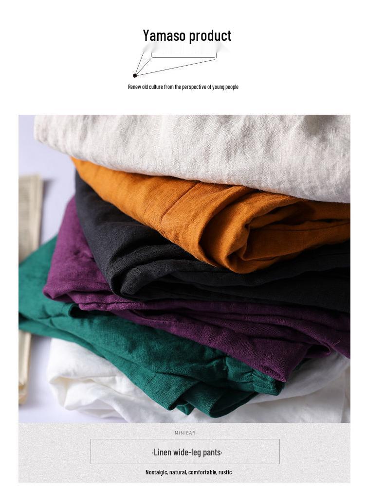 2022 Summer Plus Size Cotton Linen Wide-Leg Casual Pants - Breathable, Slimming, Artistic Design