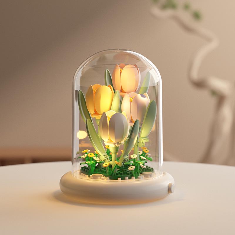 Yigao Building Blocks Flower Set: Micro Particle Assemblable Desktop Toy Gift for Girls