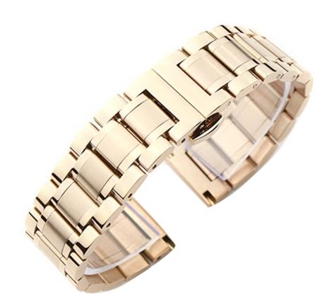 Hot Selling 22mm Steel Bracelet Butterfly Buckle Five Beads Unisex Stainless Steel Solid Watch Strap Stainless Steel розового золота