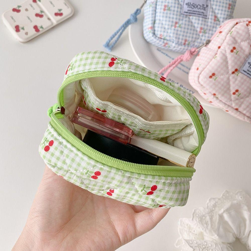 New Square Sanitary Napkin Storage Bag Cherry Print Large Capacity Mini Coin Purse Multifunctional Portable Lipstick Pouch