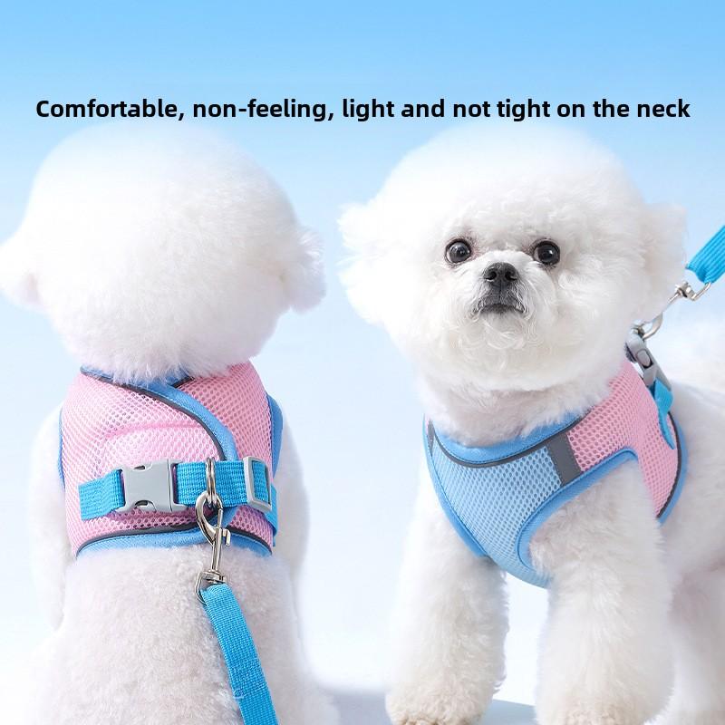 Summer Color Matching Leash Dog Chest Strap Vest Type Grid Breathable Walking Dog Leash Dog Chain Pet Cat Rope