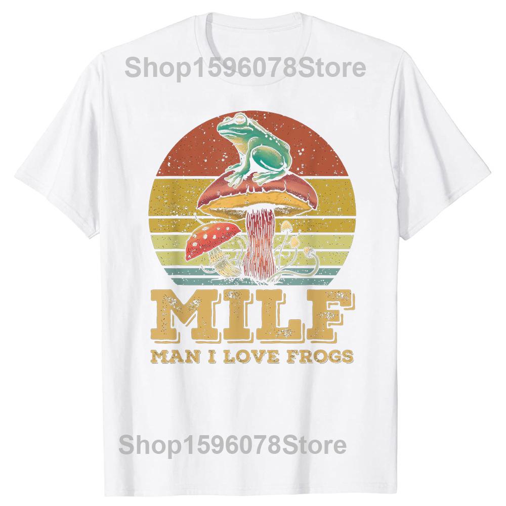 DILF I Love Frogs Funny Frog Tee Tops Round Neck Short-Sleeve Fashion Tshirt Clothing Casual Basic Milf T-shirts