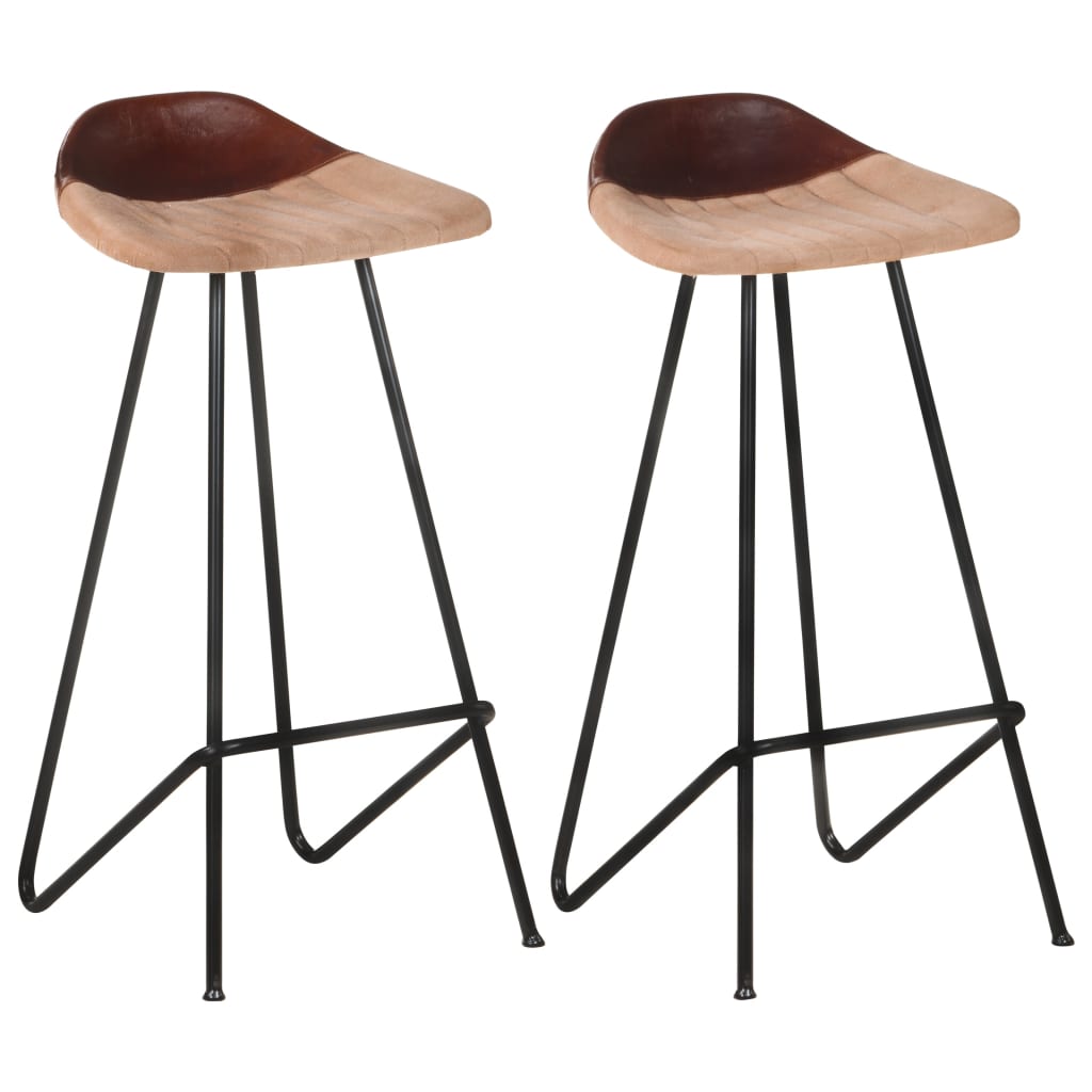 Buy Bar Stools 2 pcs Brown Genuine Leather at affordable prices — free shipping, real reviews