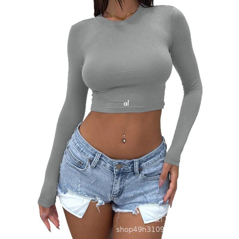 Womens Seamless Long Sleeve Crop Top Yoga Running Pilates Gym Workout - Ultra Stretch Modal Spandex