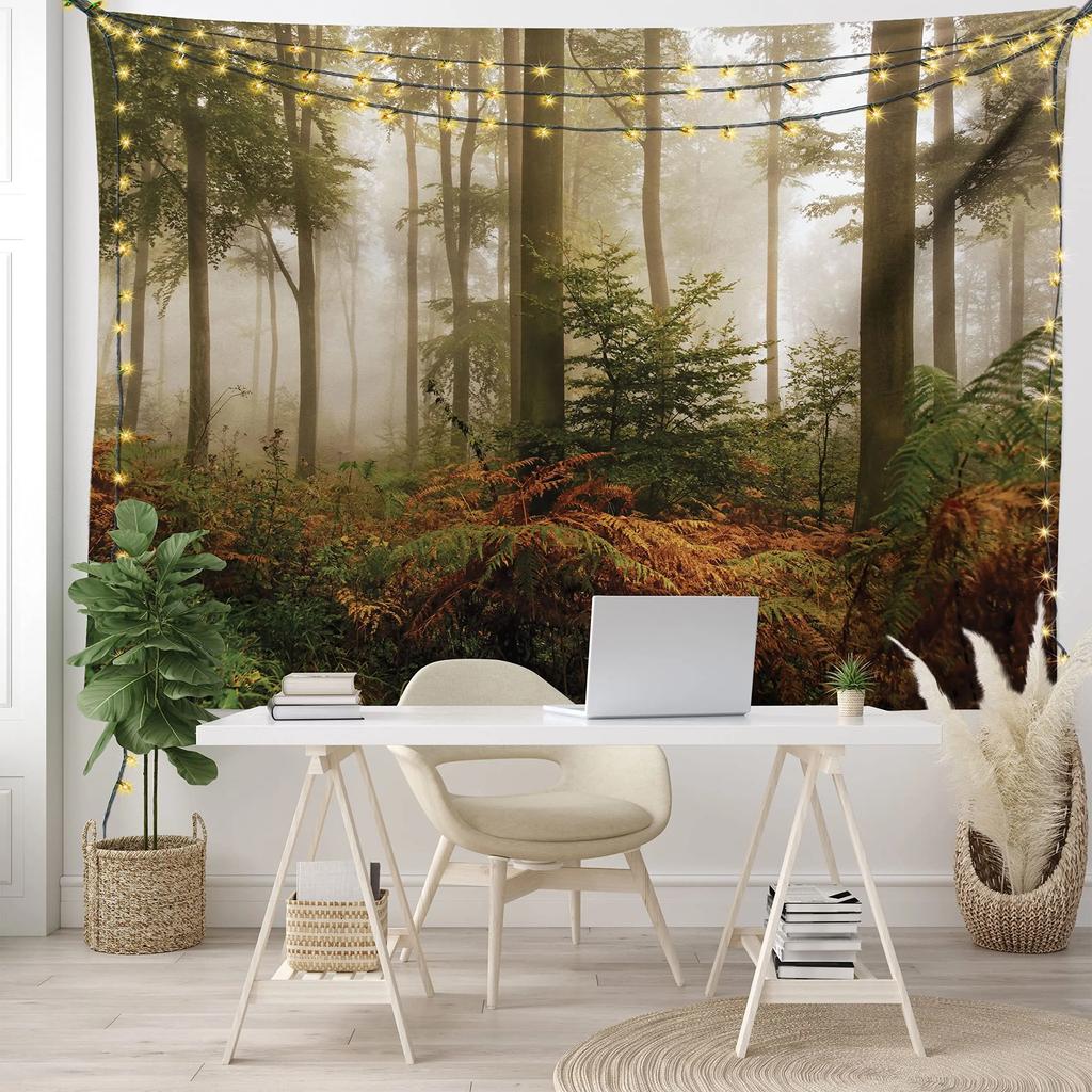 VIKAMA Misty Mountain Forest Tapestry Natural Aesthetics Tapestry Wall Hanging Art Bedroom Living Room Dormitory Decoration