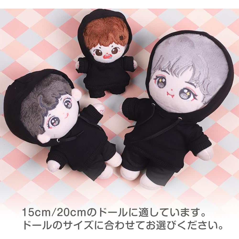 ESJNNK Plush Doll Clothing Set 2 Pieces White Hoodie Denim Pants 20cm Baby Doll Outfit