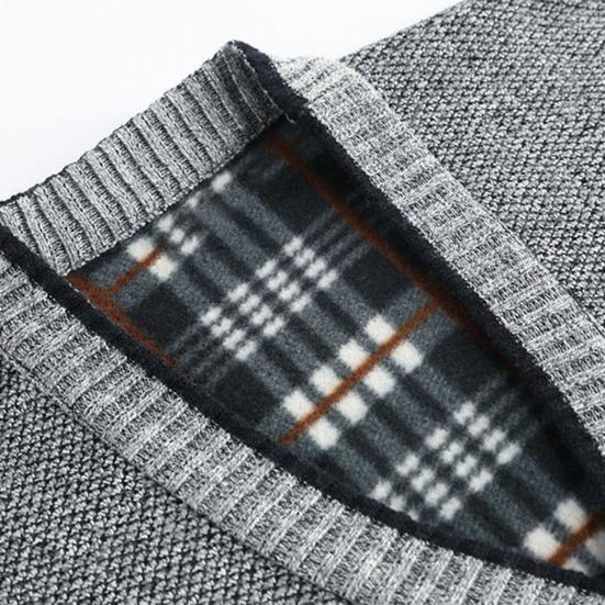 V-hals Lommer Genserjakke Høst Vinter Fleecefôr Ensfarget Cardigan Genser Yttertøy