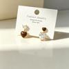 Vintage Coffee Drip Oil Heart Zircon Asymmetrical Earrings for Women