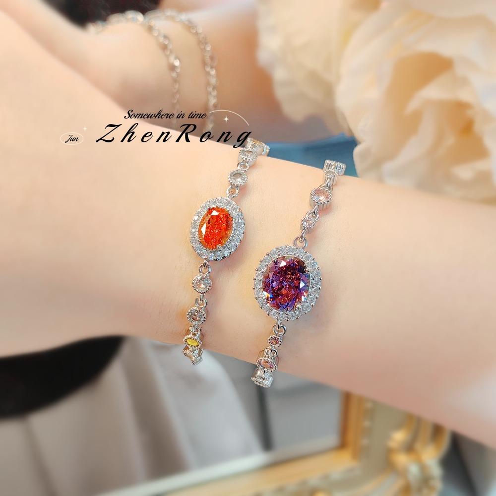 Luxury Fancy Colorful Bracelet with High Carbon Fanta Cut Nest and Dried Rose Style for Women