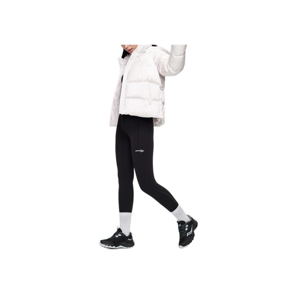 SAUCONY Solid Color Hooded Woven Jacket Down Coat Women Outerwear Pearl-White SC1230098A-WT02